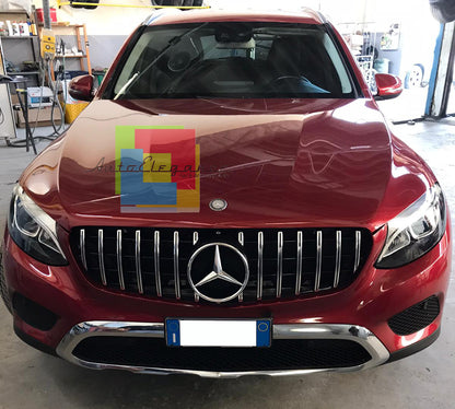 GRIGLIA ANTERIORE MERCEDES GLC C253 X253 DAL 2015+ CALANDRA PROFILI SATINATI