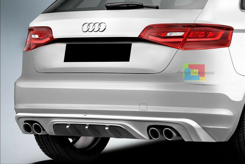 SOTTO PARAURTI AUDI A3 8V 2012+ SPORTBACK DIFFUSORE POSTERIORE + TERMINALI INOX