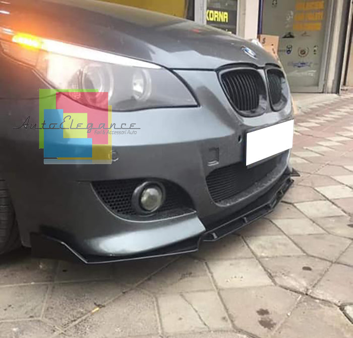 BMW SERIE 5 E60 E61 SPLITTER SOTTO PARAURTI ANTERIORE NERO LUCIDO LOOK RS AUTOELEGANCERICAMBI