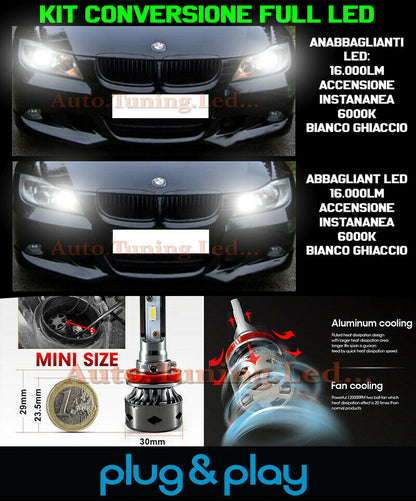 LAMPADE ANABBAGLIANTI + ABBAGLIANTI LED 16.000LM PER BMW SERIE 3 E90 E91