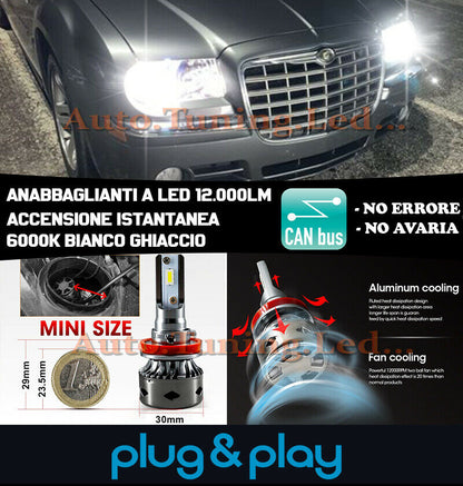 LAMPADE ANABBAGLIANTI LED CHRYSLER 300C ISTANTANEO NO AVARIA 12.000LM