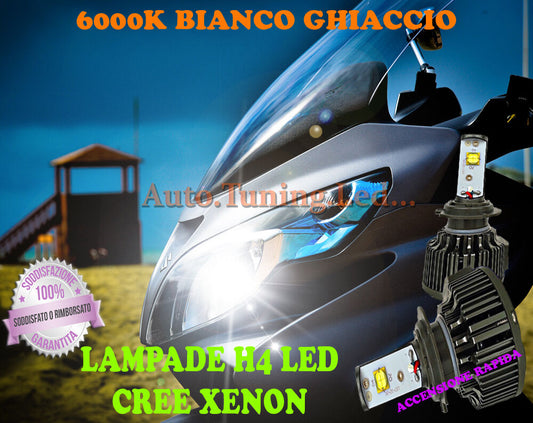 2 LAMPADE H4 CREE XENON BIANCO PURO 6000K MOTO ACCENSIONE RAPIDA BURGMAN 800 AUTOELEGANCERICAMBI