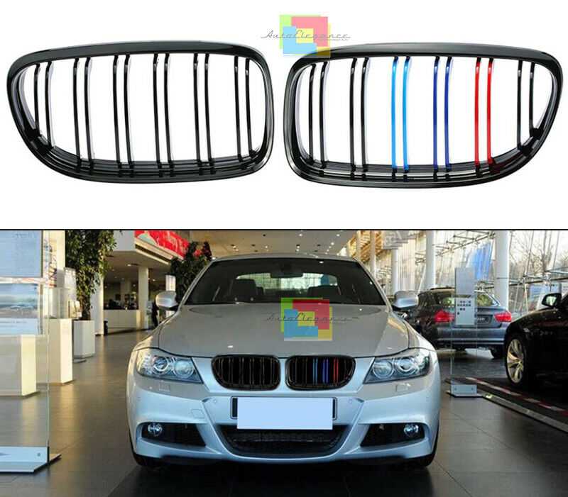 GRIGLIA ANTERIORE PER BMW SERIE 3 E90 E91 2008-2011 LCI DOPPIA LAMA 3 COLORI