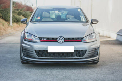 LIP SPOILER UNDER FRONT BUMPER VW GOLF 7 GTI ABS GLOSSY BLACK SPLITTER .-