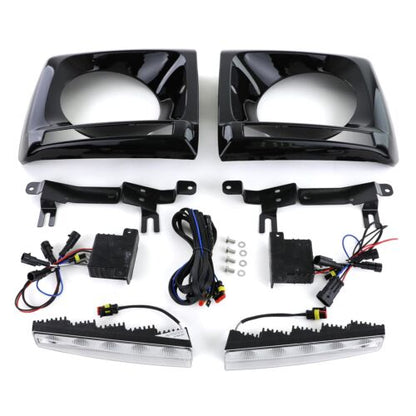 Coprifaro nero lucido con luci di marcia diurna a LED per Mercedes G W463 AUTOELEGANCERICAMBI