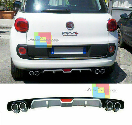PER FIAT 500L DIFFUSORE POSTERIORE SOTTO PARAURTI QUATTRO TERMINALI ESTETICI