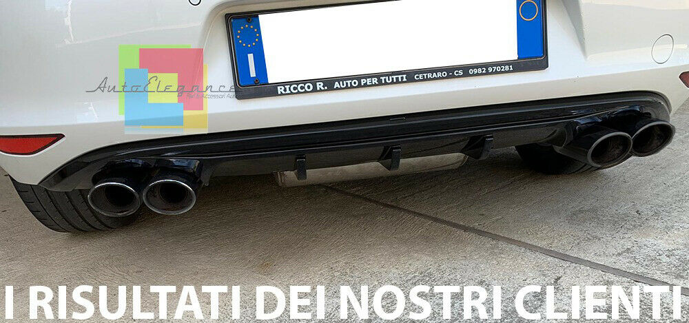 VW GOLF 7 VII EXHAUST TIPPS STAINLESS STEEL GLOSS BLACK RLINE LOOK