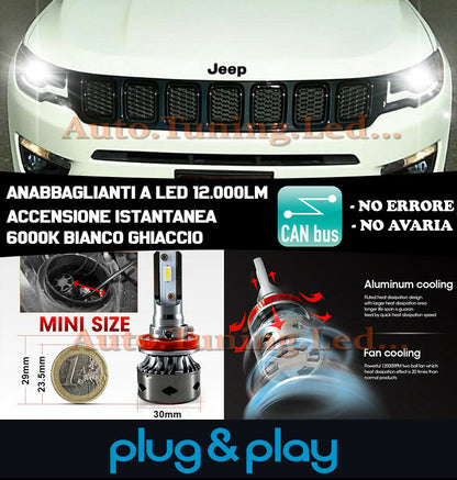 LED LOW BEAM HEADLIGHTS JEEP COMPASS II 2017+ INSTANT NO FAILURE 12,000LM