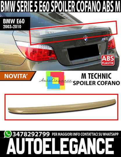 SPOILER POSTERIORE SUL COFANO PER BMW SERIE 5 E60 03-10 BERLINA LOOK M5 IN ABS