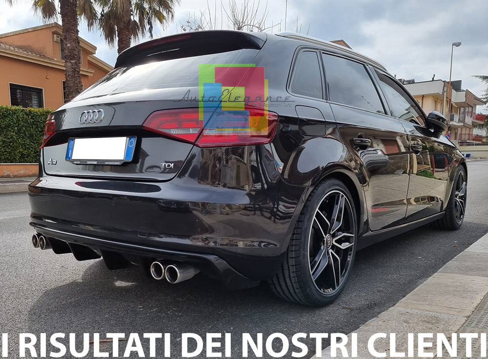 AUDI A3 8V SPORTBACK 2012 AL 2015 SOTTO PARAURTI DIFFUSORE RS3 4 SCARICHI ABS AUTOELEGANCERICAMBI