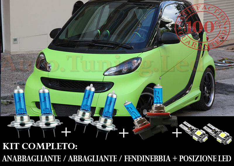 SMART FORTWO 451 2007+ SET COMPLETO LAMPADE BLU XENON + POSIZIONE A LED