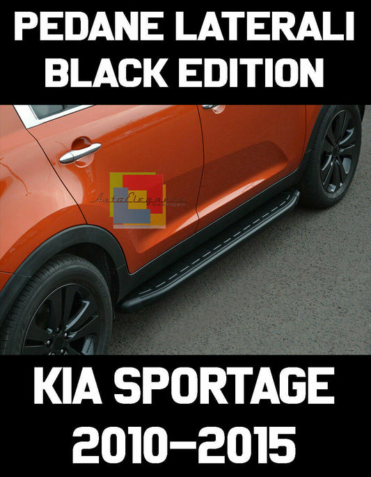 LOOK SPORTIVO KIA SPORTAGE 2010-2015 PEDANE LATERALI ALLUMINIO SOTTO PORTA NERO