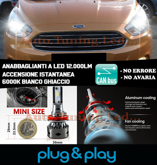 LAMPADE ANABBAGLIANTI LED FORD KA+ KA + ISTANTANEO NO AVARIA 12.000LM
