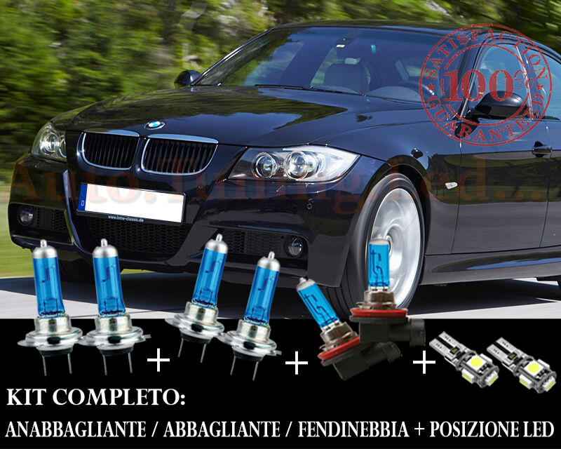 BMW SERIE 3 E90 E91 SET COMPLETO LAMPADE BLU XENON + POSIZIONE A LED AUTOELEGANCERICAMBI