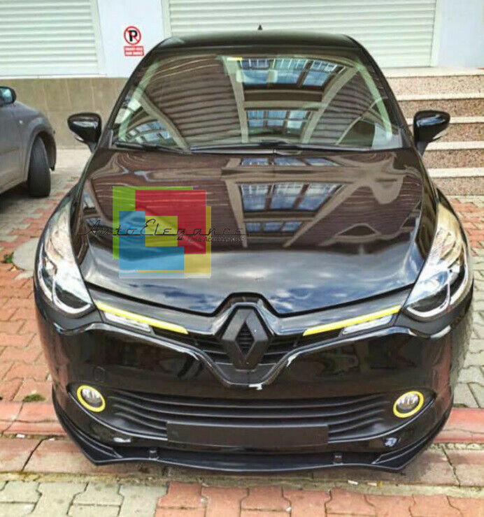 LIP SPOILER UNDER FRONT BUMPER FOR RENAULT CLIO IV 2012+ BLACK ABS .-