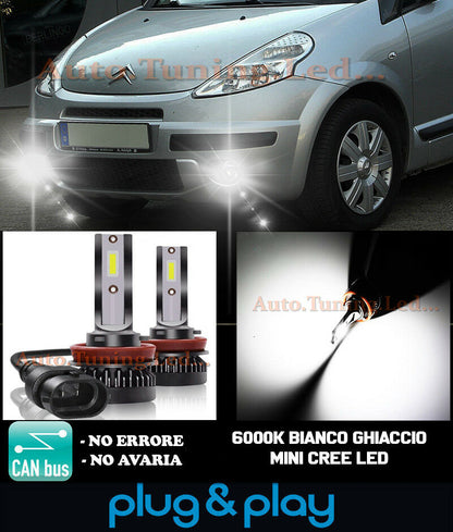 LAMPADE FENDINEBBIA A LED CREE CITROEN C3 PLURIEL CAMBUS BIANCO GHIACCIO 8000LM