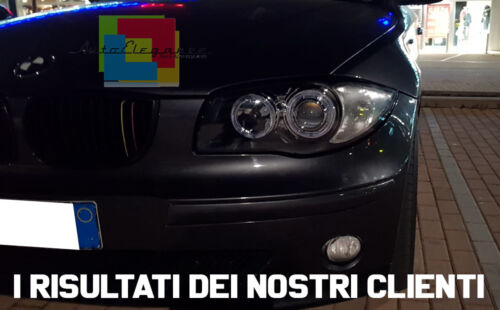 BLACK HEADLIGHTS WITH ANGEL EYES RINGS BMW 1 SERIES E81 E82 E87 E88 04-11 WHITE LED -. 