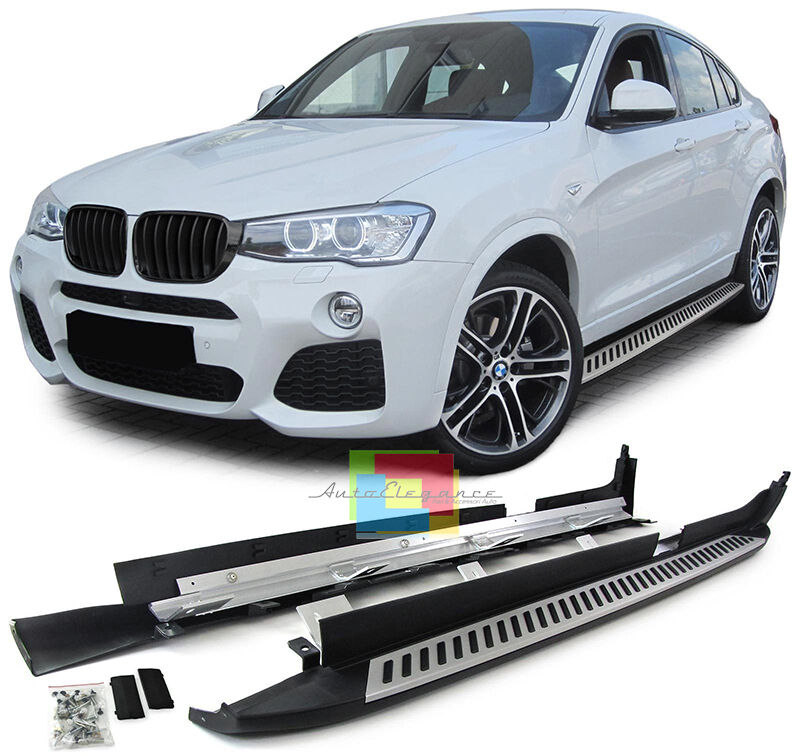 PEDANE LATERALI BMW X4 F26 2014+ SOTTO PORTA LOOK ACCIAIO INOX E PVC