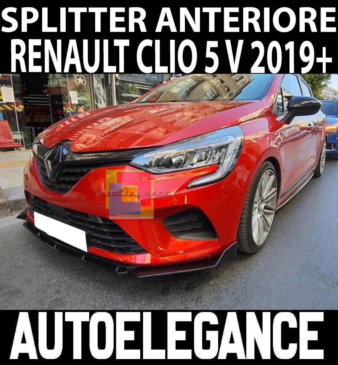 0129 RENAULT CLIO 4 IV LAMA SOTTO PARAURTI ANTERIORE ABS NERO LUCIDO SPLITTER - AUTOELEGANCERICAMBI