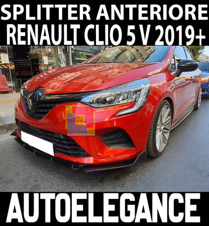0129 RENAULT CLIO 4 IV LAMA SOTTO PARAURTI ANTERIORE ABS NERO LUCIDO SPLITTER - AUTOELEGANCERICAMBI