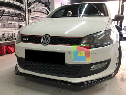 SPLITTER SPOILER SOTTO PARAURTI ANTERIORE PER VW POLO 6R 6C 2009-2016 ABS NERO .-