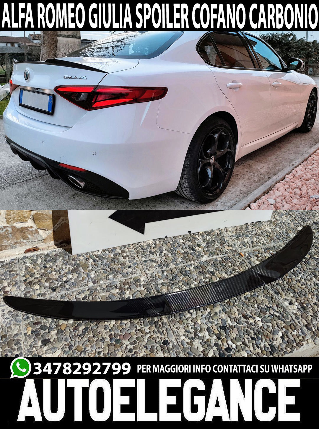 ALFA ROMEO GIULIA 2015+ HOOD SPOILER SPORTY DESIGN IN CARBON LOOK