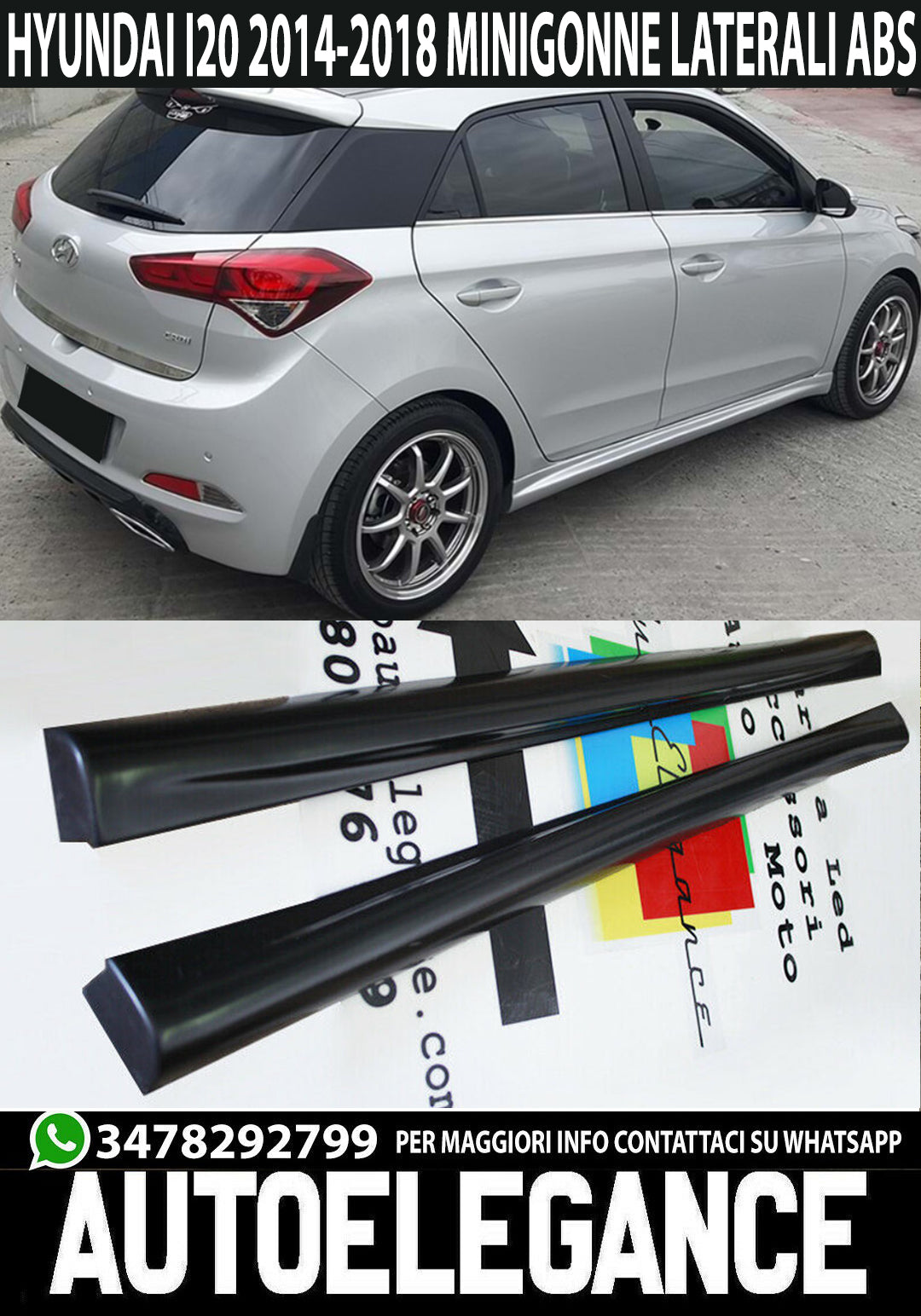 SIDE SKIRTS SUITABLE FOR HYUNDAI I20 2014-2018 UNDER DOOR ABS