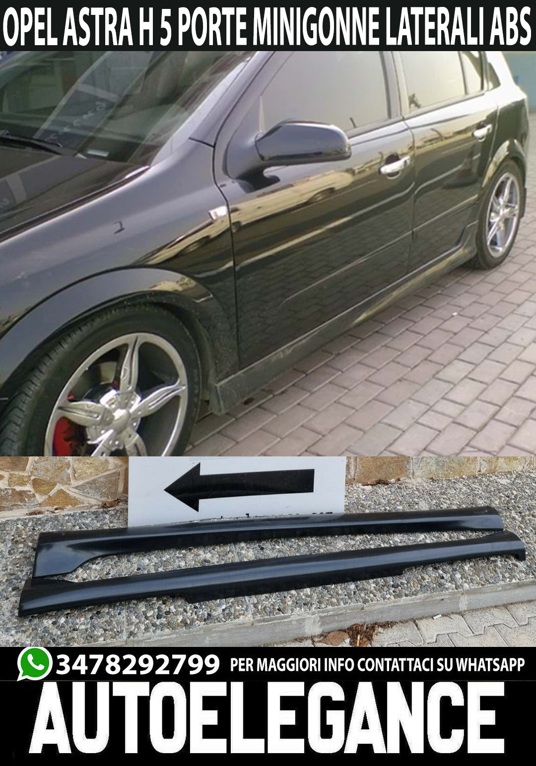 SIDE SKIRTS FOR OPEL ASTRA H SPOILER UNDER DOOR SPORT ABS