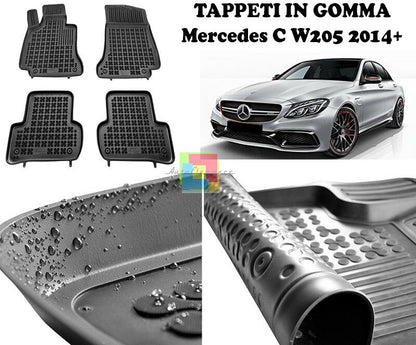 MERCEDES CLASSE C W205 2014+ TAPPETINI AUTO IN GOMMA - TAPPETI TOP QUALITA -1-