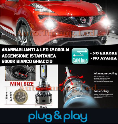 LAMPADE ANABBAGLIANTI ABBAGLIANTI LED NISSAN JUKE NO AVARIA 12.000LM