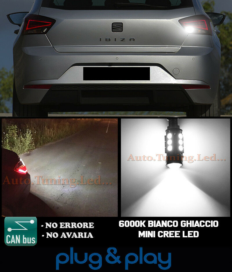 SEAT IBIZA V 5 6000K LAMPADA RETROMARCIA A LED T15 W16W CANBUS NO ERROR