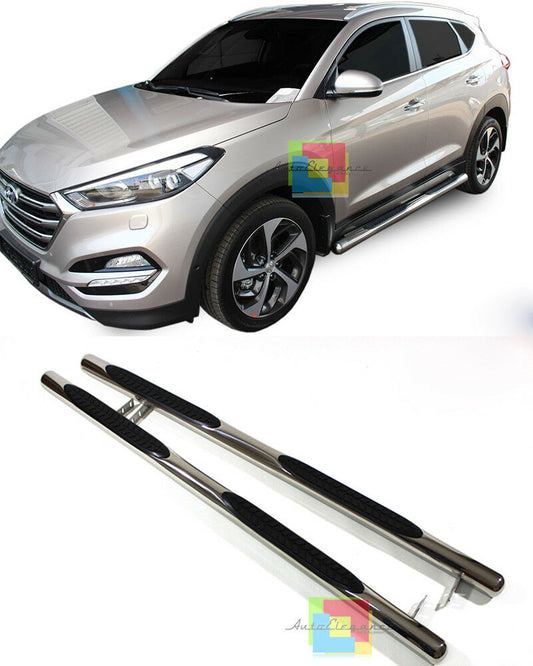 STEEL TUBULAR SIDE STEPS UNDER DOOR HYUNDAI TUCSON TLE 2015 ONWARDS .-.