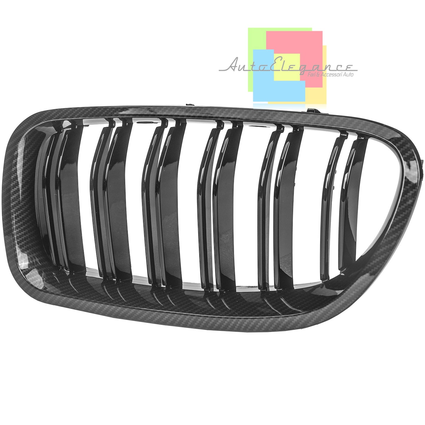 BMW SERIE 5 F10 F11 GRIGLIE ANTERIORI CARBONIO DOPPIA STRISCIA LOOK M5 AUTOELEGANCERICAMBI