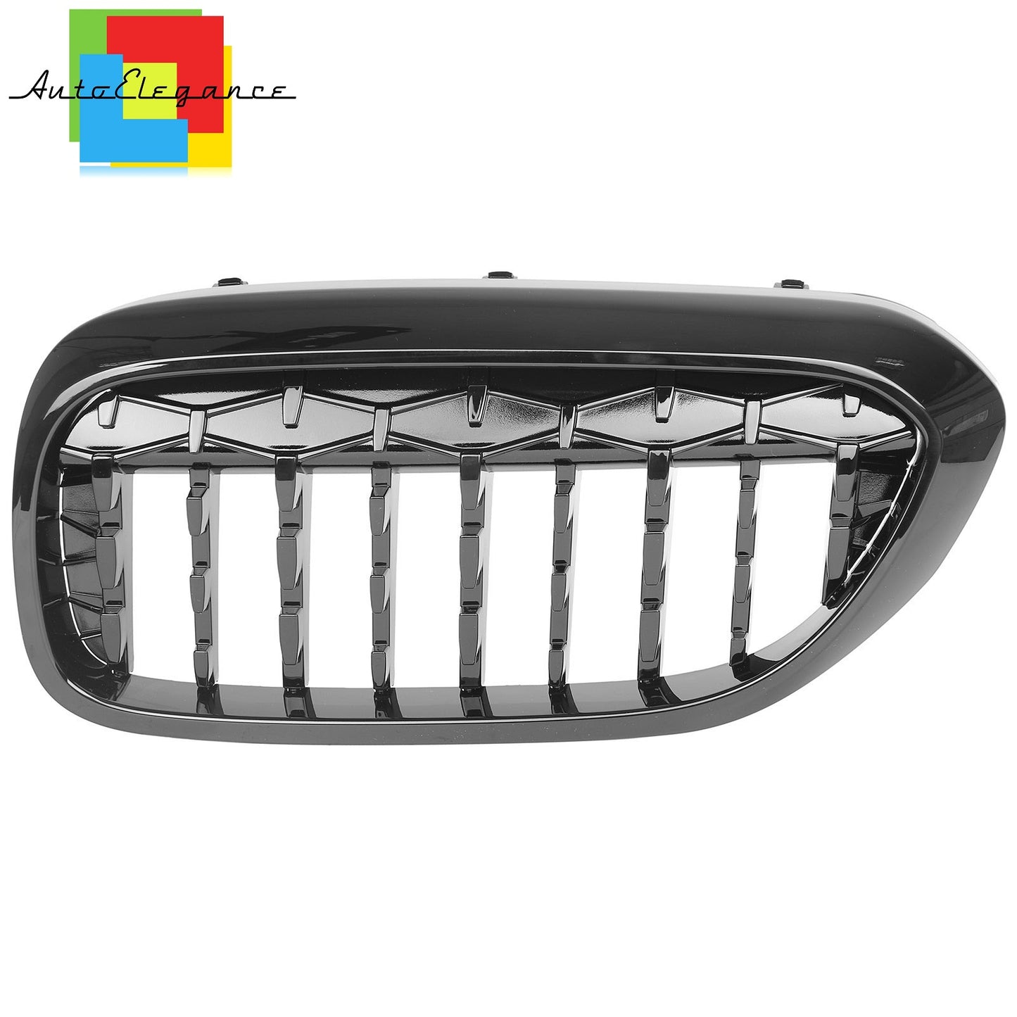 FRONT MUSTACHE GRILLE 5 SERIES G30 G31 DIAMOND LOOK GLOSS BLACK NEWS