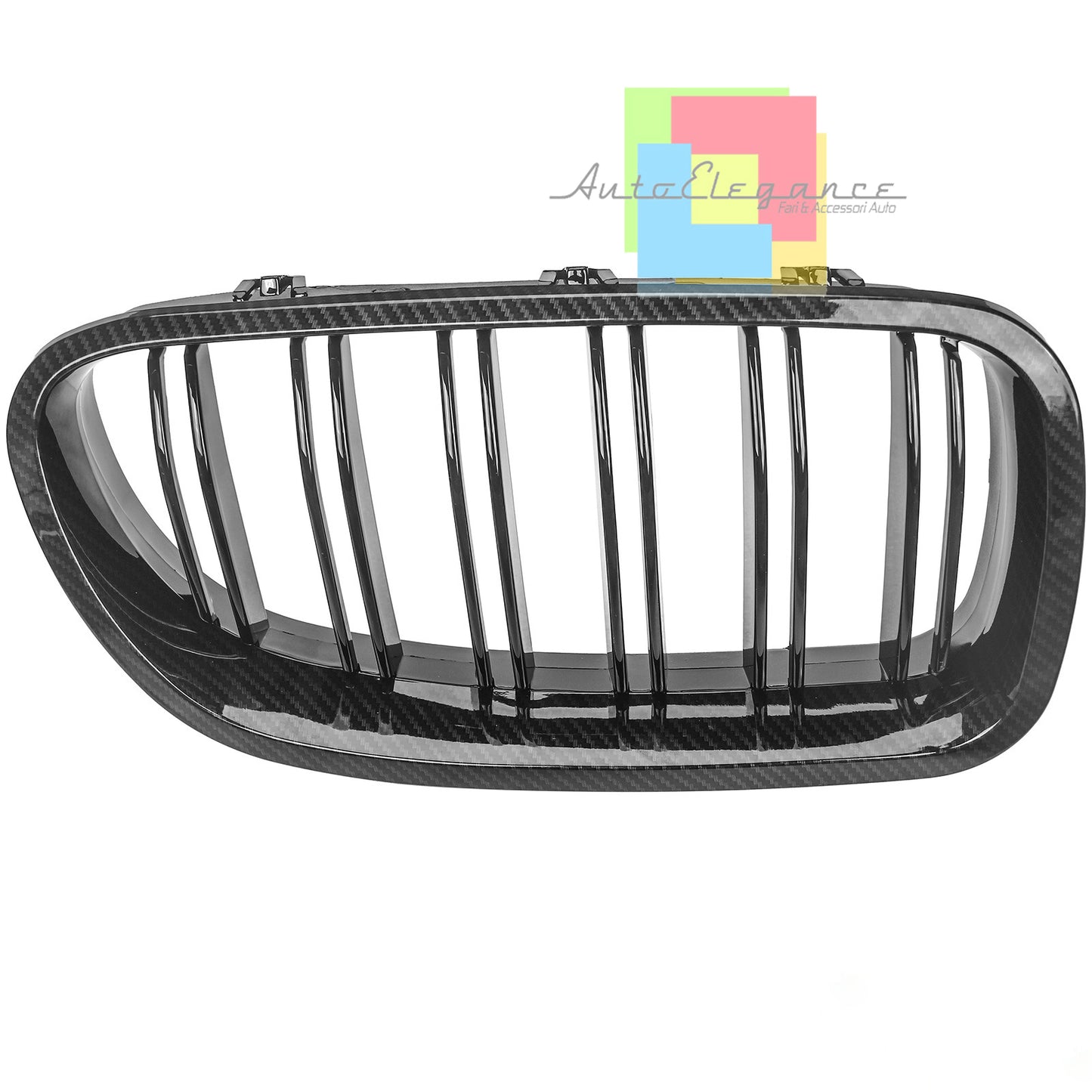 BMW SERIE 5 F10 F11 GRIGLIE ANTERIORI CARBONIO DOPPIA STRISCIA LOOK M5 AUTOELEGANCERICAMBI