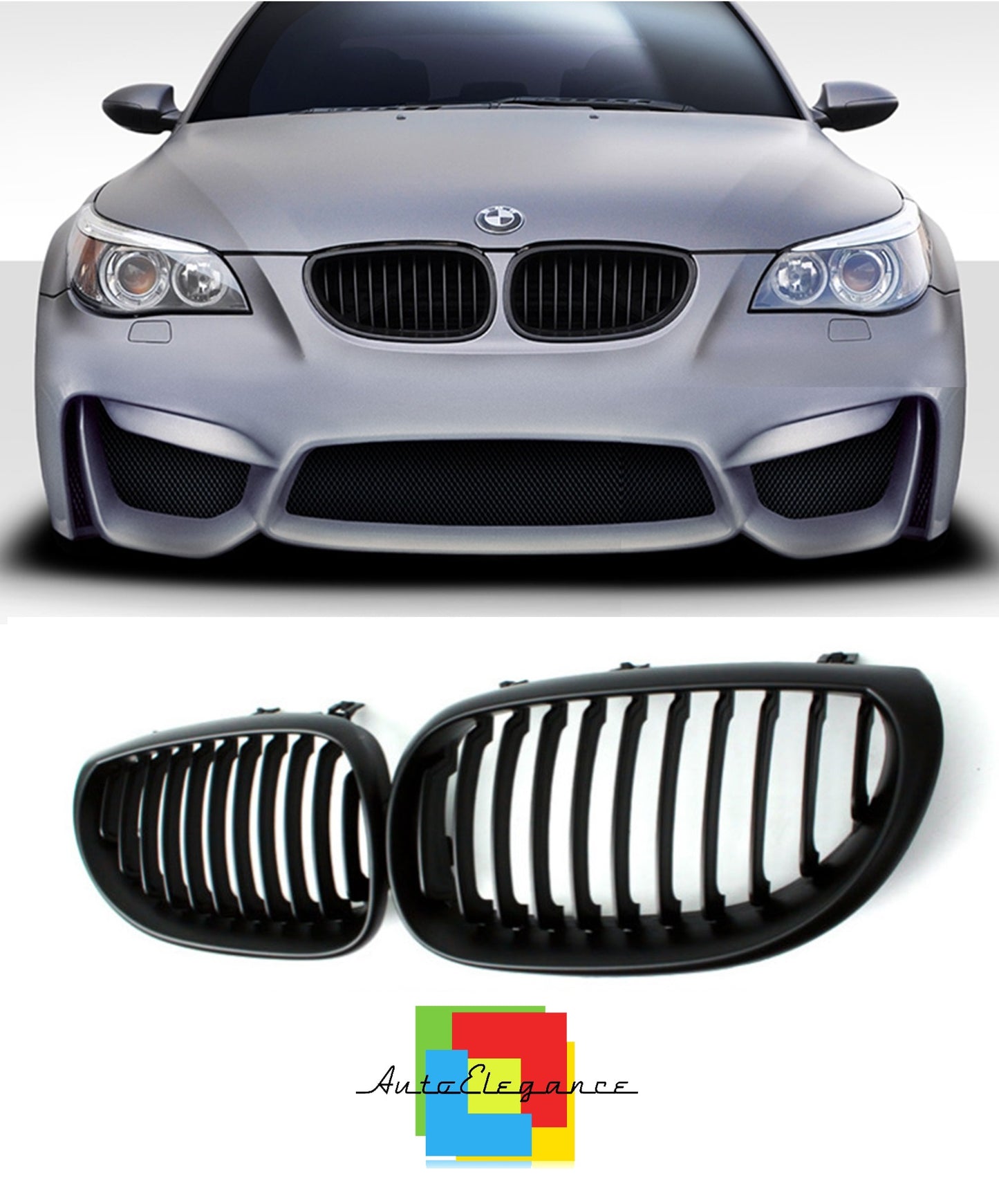 5 SERIES E60 E61 MUSTACHE GRILLE MATT BLACK LOOK SINGLE KIDNEY NEWS