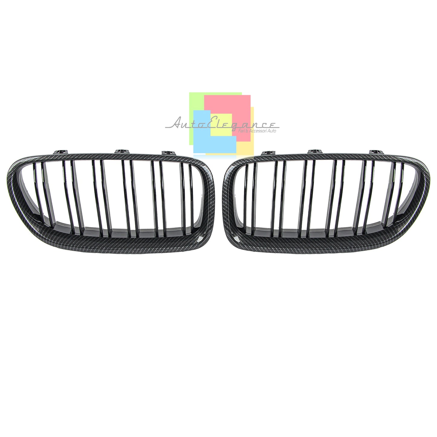 BMW SERIE 5 F10 F11 GRIGLIE ANTERIORI CARBONIO DOPPIA STRISCIA LOOK M5 AUTOELEGANCERICAMBI