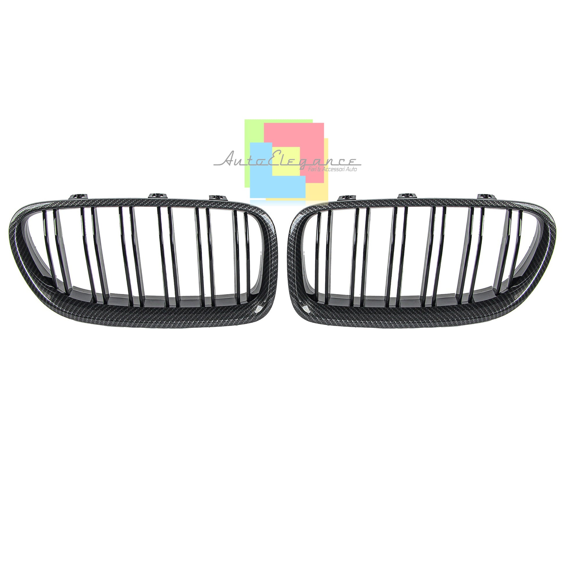 BMW SERIE 5 F10 F11 GRIGLIE ANTERIORI CARBONIO DOPPIA STRISCIA LOOK M5 AUTOELEGANCERICAMBI