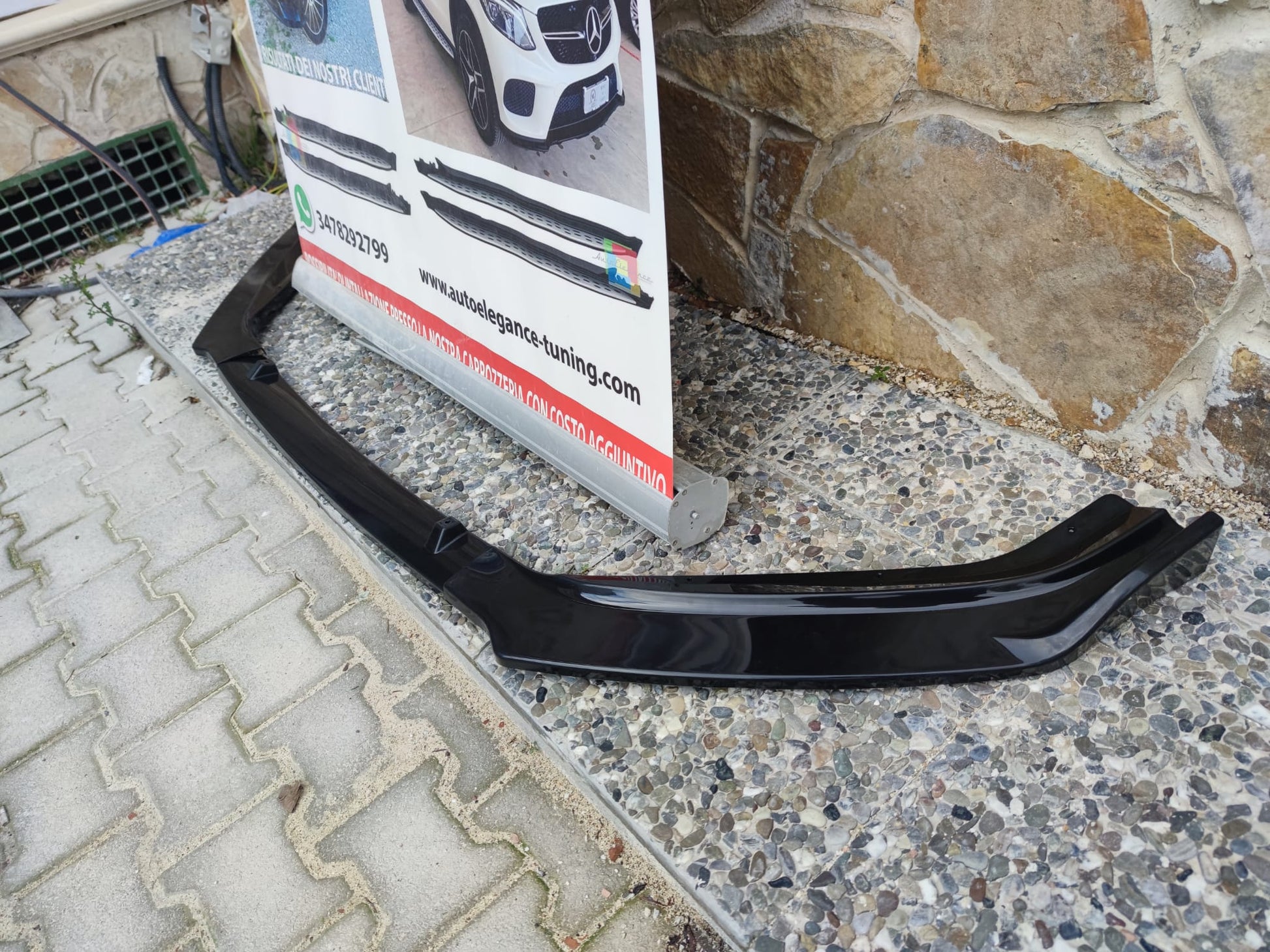 AUTOELEGANCETUNING - AUTOELEGANCETUNING - LAMA ADATTA MERCEDES CLASSE A W177  SPLITTER SOTTO PARAURTI ANTERIORE NERO LUCIDO