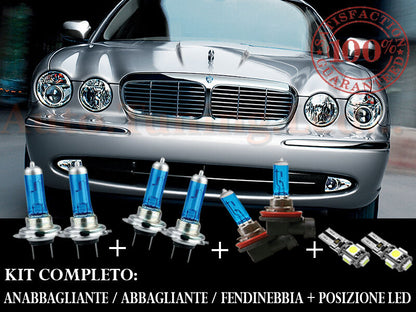 JAGUAR XJ 2003-2009 SET COMPLETO LAMPADE BLU XENON + POSIZIONE A LED