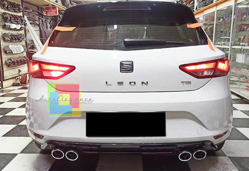 UNDER REAR BUMPER ABS SEAT LEON 5F 2012-2016 DIFFUSER GLOSSY BLACK LOOK