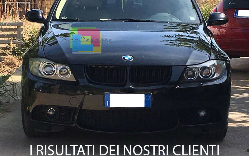 GRIGLIA ANTERIORE PER BMW SERIE 3 E90 E91 2005-2008 DOPPIA LAMA LOOK NERO
