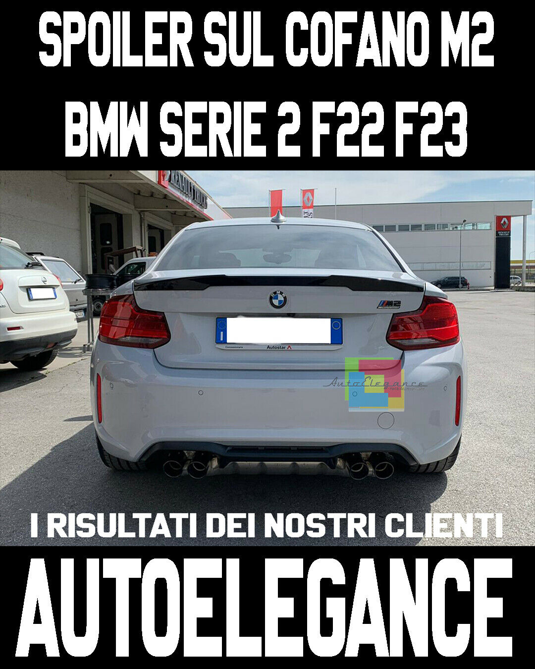 BMW SERIE 2 F22 F23 COUPE CABRIO 2013+ SPOILER POSTERIORE COFANO LOOK M2 - ABS