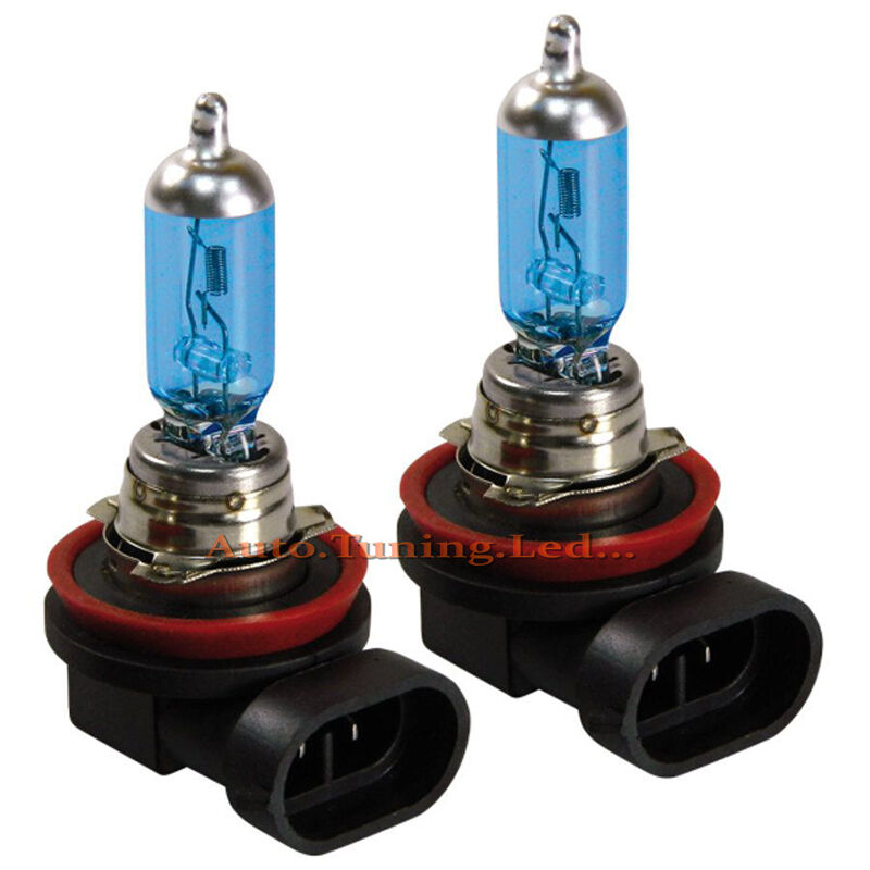 COPPIA LAMPADE H8 H9 H11 BLU XENON BIANCO ANABBAGLIANTE FENDINEBBIA 55W 12V AUTOELEGANCERICAMBI