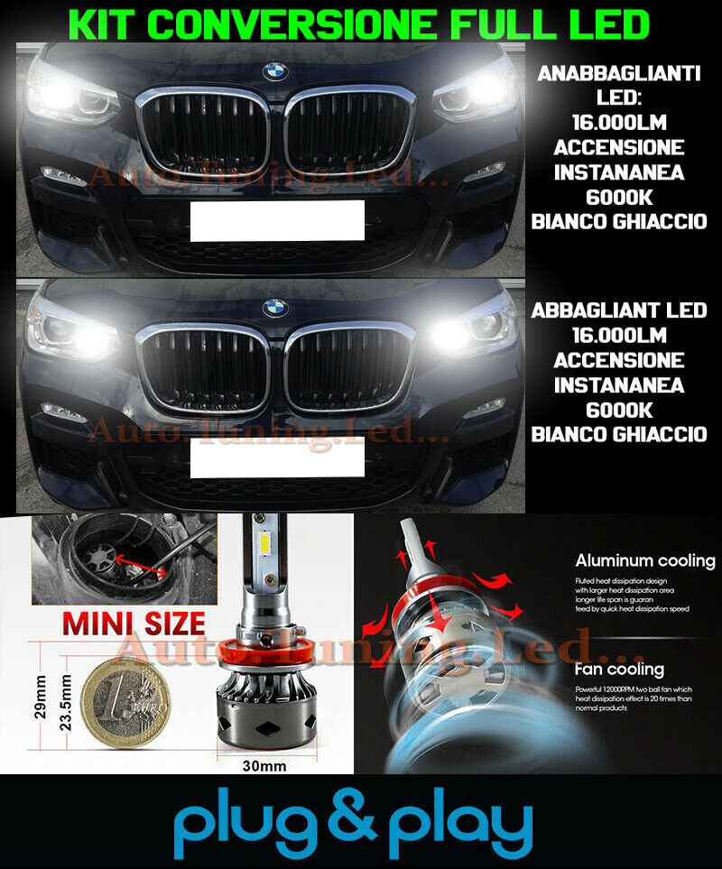 LAMPADE ANABBAGLIANTI + ABBAGLIANTI LED 16.000LM PER BMW X3 G01