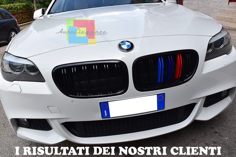 CALANDRA DOPPIA STRISCIA BMW SERIE 5 F10 F11 2010+ GRIGLIE ANTERIORI LOOK M5 AUTOELEGANCERICAMBI