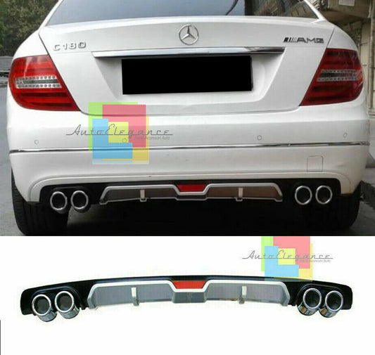 MERCEDES C W204 UNDER REAR BUMPER DIFFUSER FOUR TIP ABS