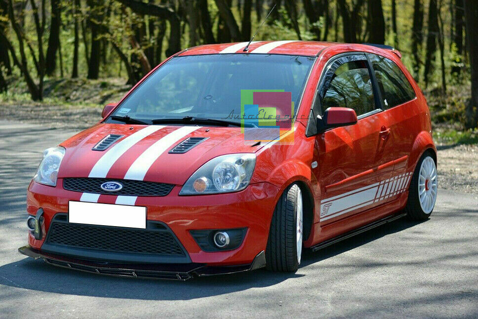 0155 FORD FIESTA MK6 SPLITTER PARAURTI ANTERIORE NERO LUCIDO LOOK RS AUTOELEGANCERICAMBI