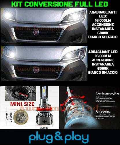 FIAT DUCATO DAL 2014+ KIT LED LAMPADE ABBAGLIANTI + ANABBAGLIANTI 16.000LUMEN