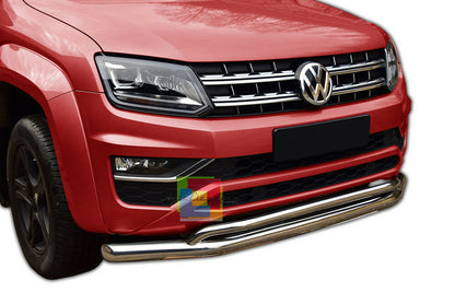 BULL BAR CROMATO VW AMAROK 2017+ SOTTO PARAURTI ANTERIORE ACCIAIO INOX AUTOELEGANCERICAMBI